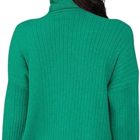 Womens Turtle Neck Long Sleeve Solid Color Casual Plain Pullover Sweater - Picture 5 of 6